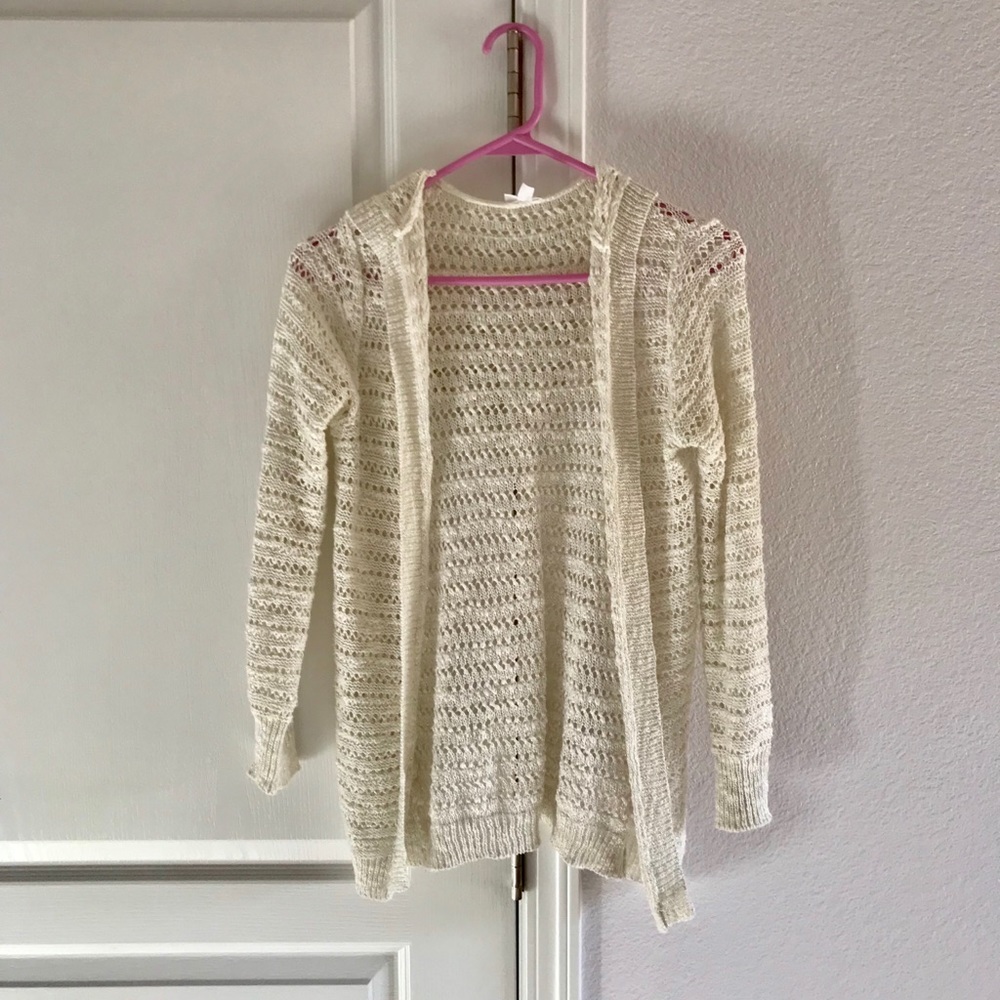 Adorable Cream Hooded Cardigan Sweater